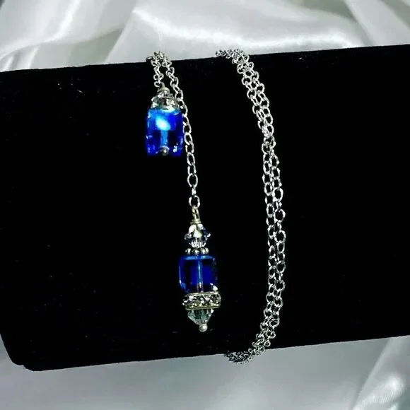 AIC# Sterling & Ice Blue Crystal Necklace